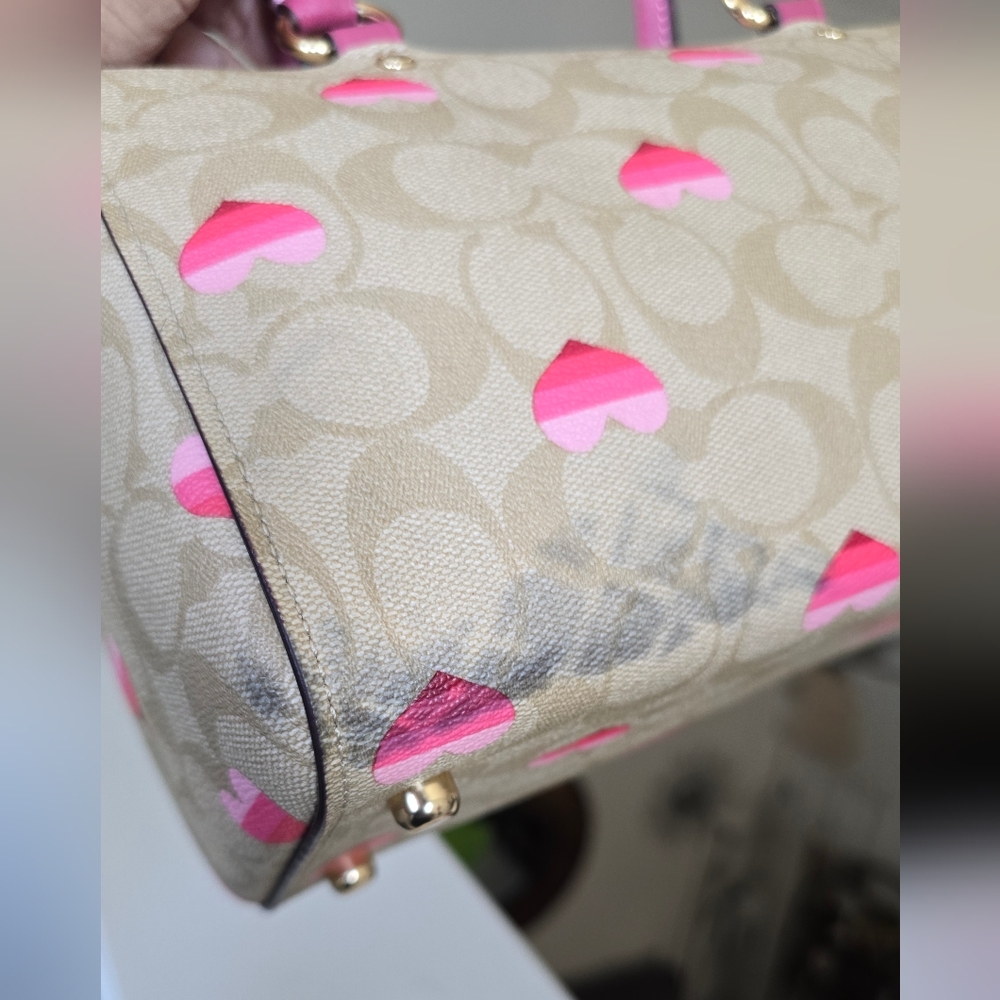 Coach Rowan Pink And Tan Heart Satchel/ Crossbody - Picture 17 of 17